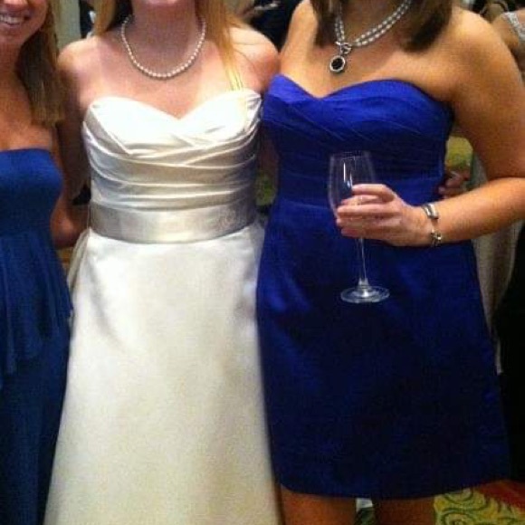 Blue Strapless Cocktail Dress - Picture 1 of 7